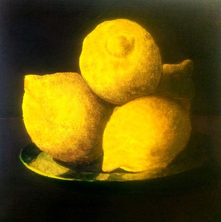 Citrons à la gouache enseignement artistique à Liège Institut Marie-Thérèse