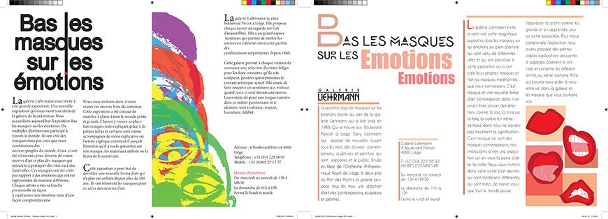 mise en page d'articles enseingnement artistique à Liège