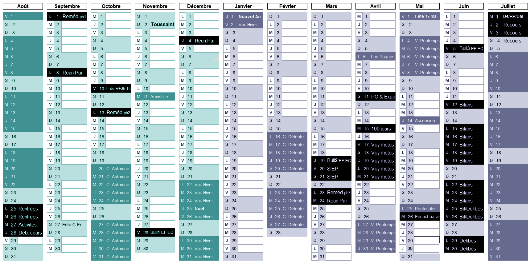 agenda Institut Marie-Thérèse à Liège