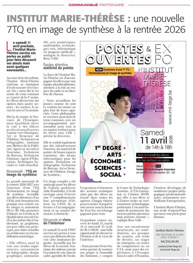Article presse sur l'Institut Marie-Thérèse