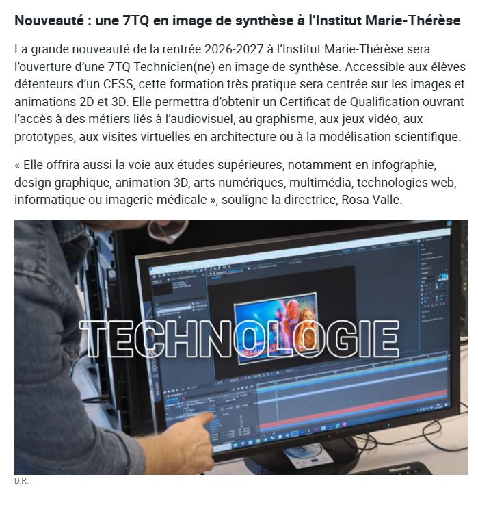 Article presse sur l'Institut Marie-Thérèse