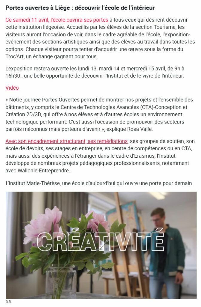 Article presse sur l'Institut Marie-Thérèse